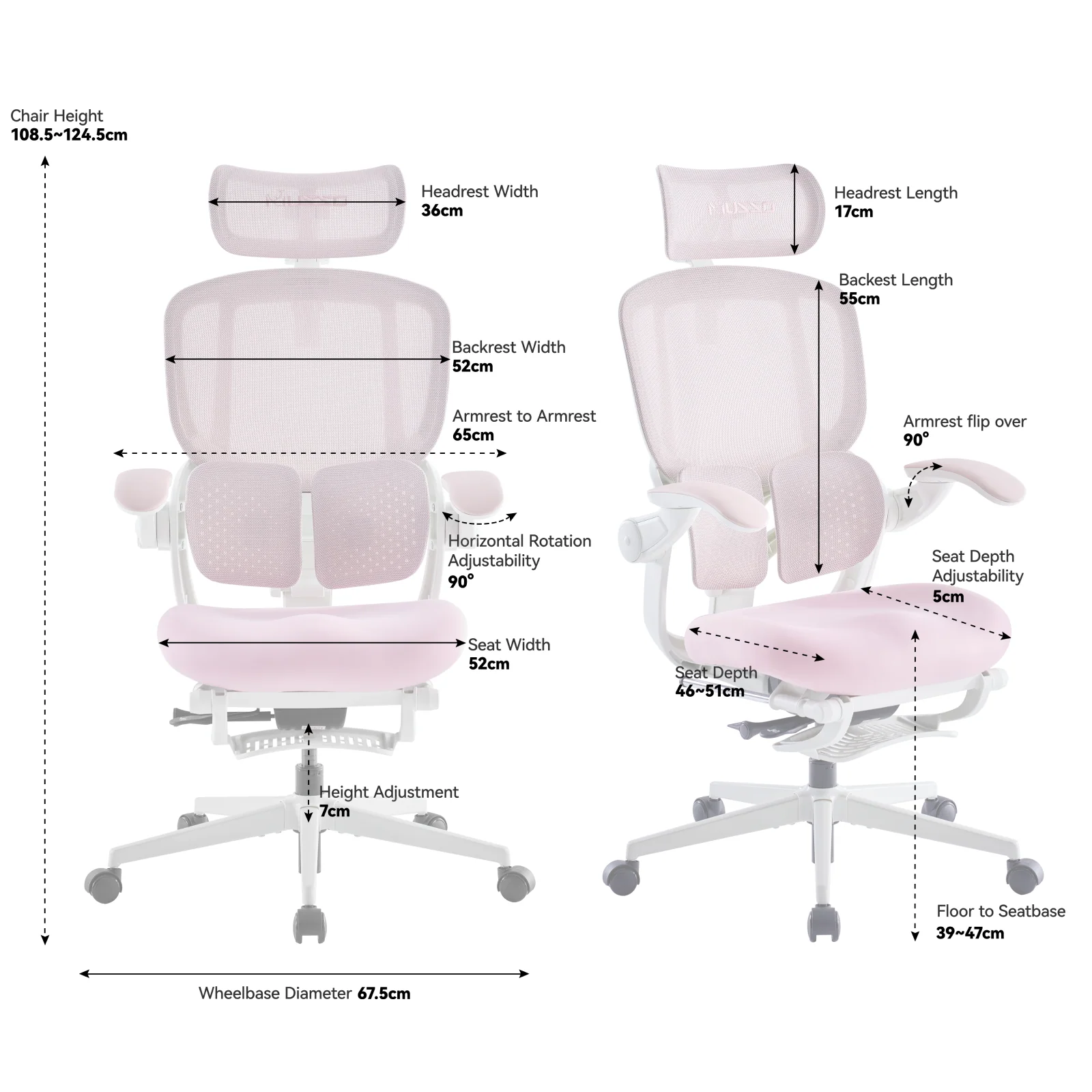 MUSSO E80 Air AeroFemme Ergonomic Office Chair - Image 16