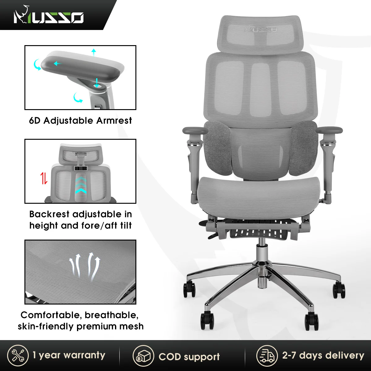 MUSSO H80 Pro FlexiPosture Ergonomic Office Chair - Image 31