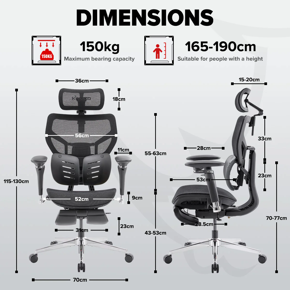 MUSSO X700 GlideTrack Ergonomic Office Chair - Image 36